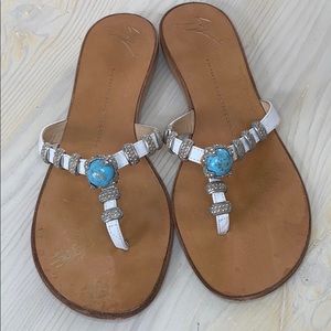 Giuseppe Zanotti Silver Rhinestone with Turquoise